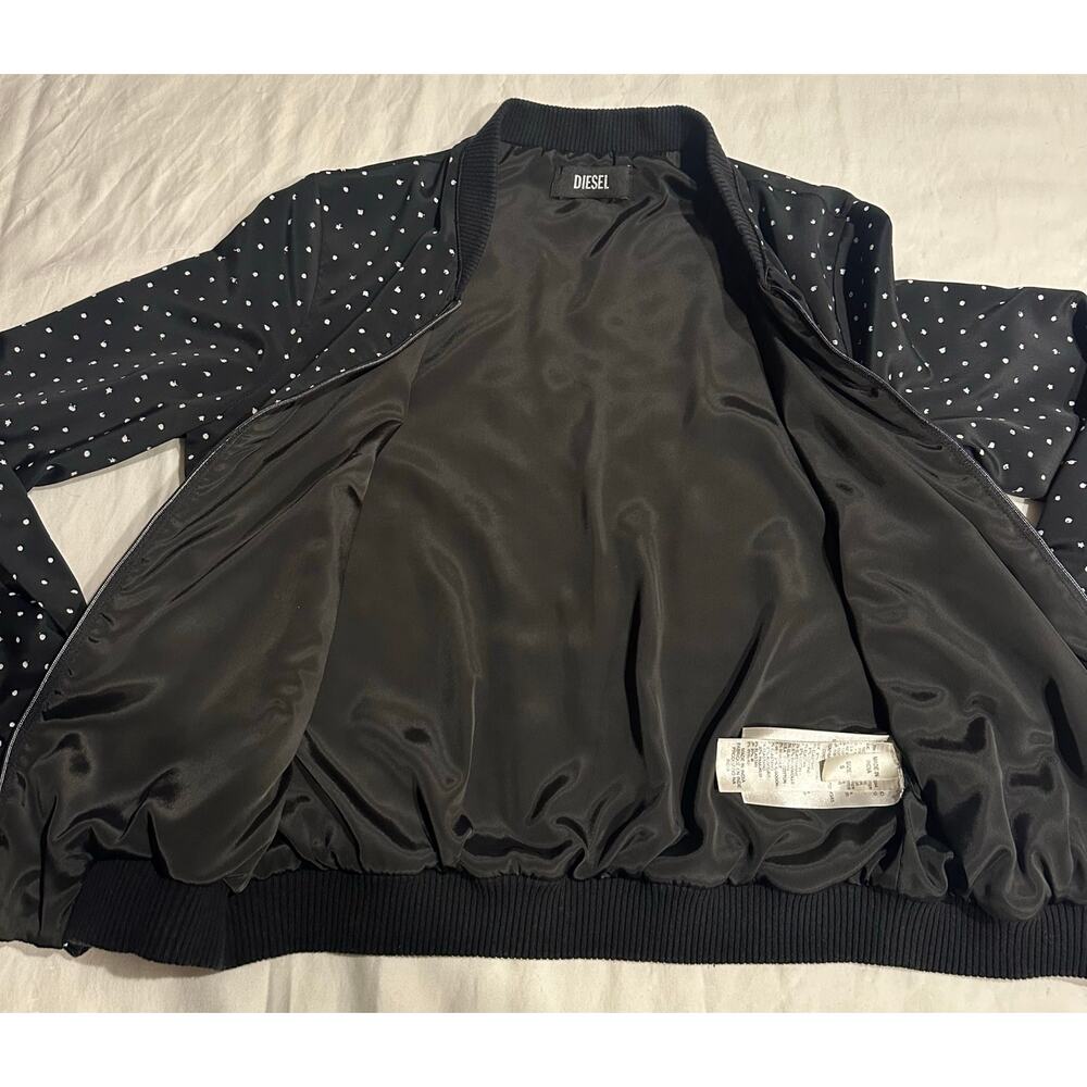Diesel Women’s Gold Shimmer Y2K Italian Designed Short Bomber Jacket Size small - Picture 7 of 8